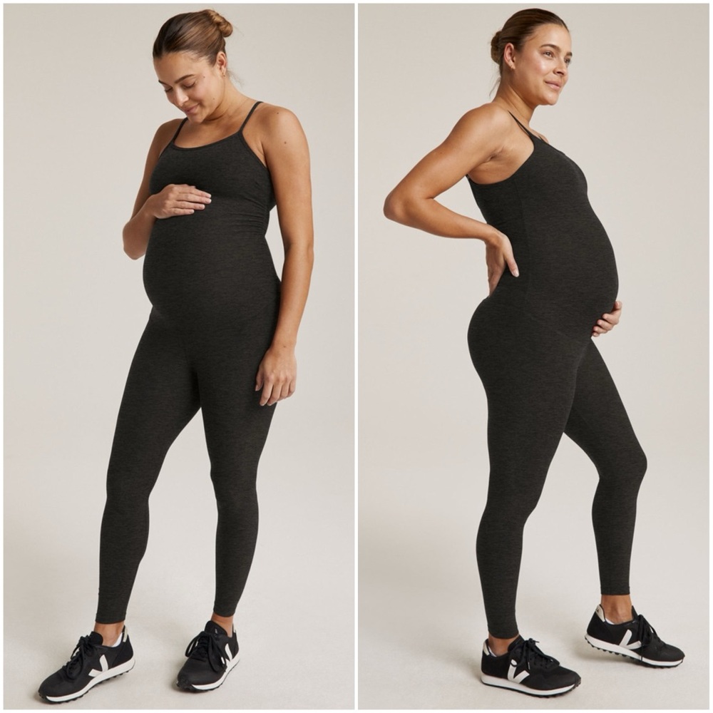 -Beyond Yoga ‘Uplevel Maternity Jumspuit” Spacedye Blue Gem Heather /